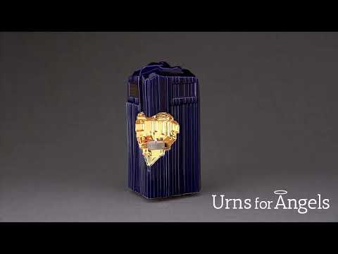 Heart Cremation Urn for Ashes Metallic Blue and Gold